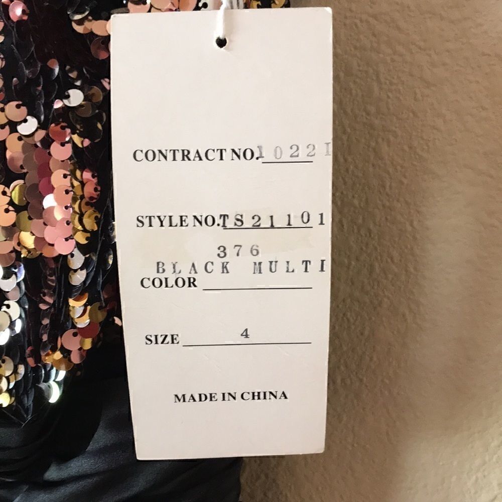 NEW Tony Bowls Multi Sequin Black Cocktail Dress - Picture 6 of 9
